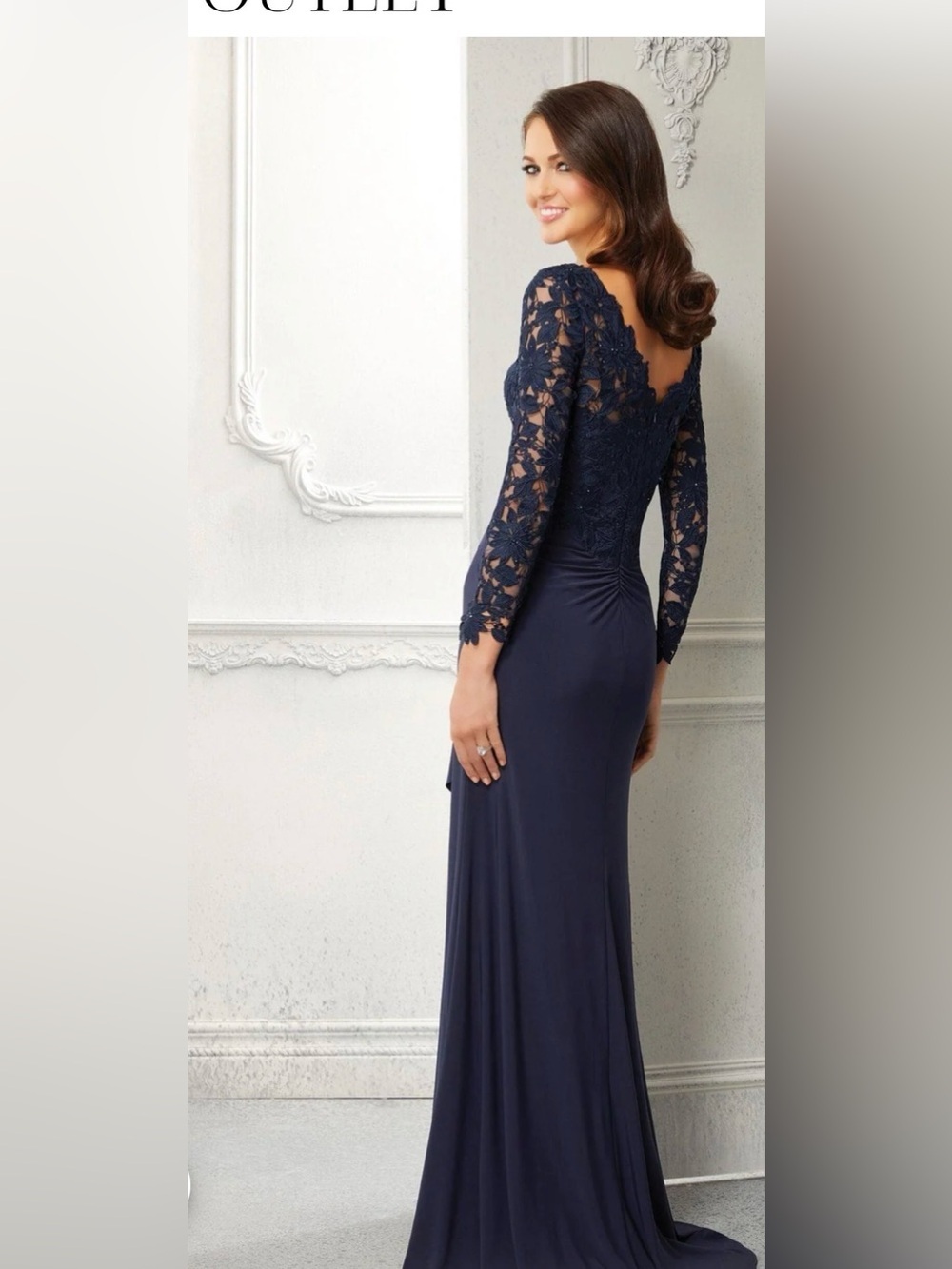 MGNY Madeline Gardner New York 72418 Long Formal Dress In Eggplant . Size 14 - Picture 3 of 12
